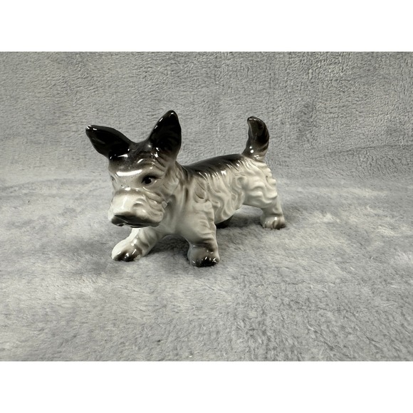 Other - Vintage Japan Ceramic Scottie Dog Figurine Gray White Scottish Terrier 5"